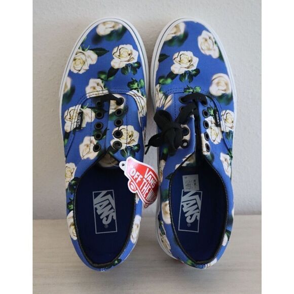 VANS Men's 9 Women's 10.5 Blue Era Romantic Floral Low Top Skate Shoes SIB - Picture 2 of 6
